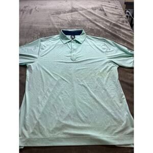 FJ Footjoy Twin Hills Golf Polo Mens XL XL Blue Aqua Performance Short Slv Shirt